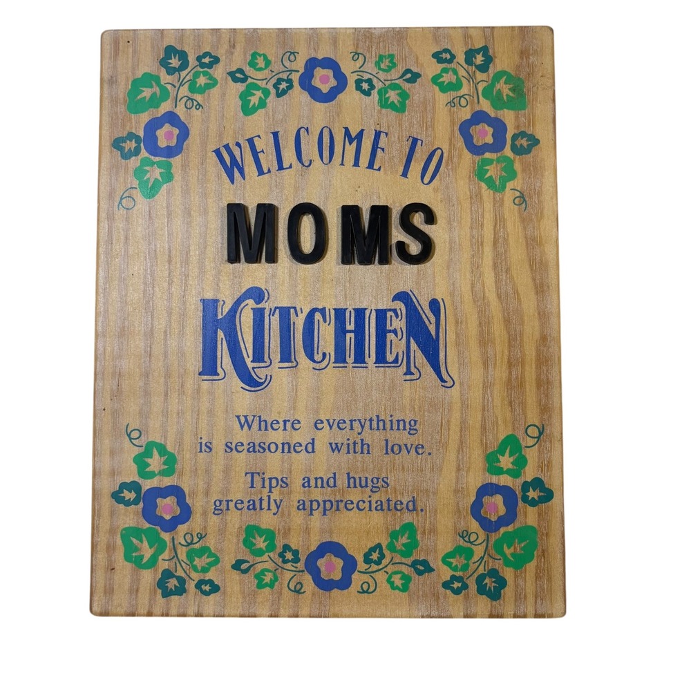 Welcome to Moms Kitchen Wood Sign Wall Decor Rustic Quote Cottagecore